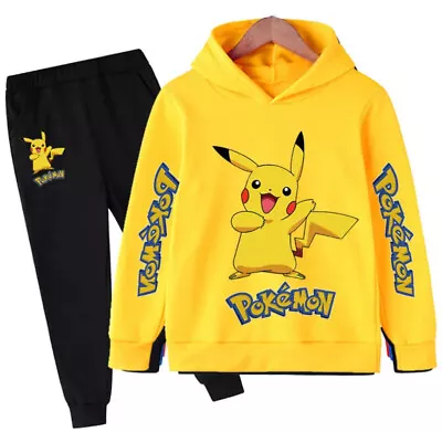 Buy Autumn/Spring Pokemon Pikachu Tracksuit Hoodies Pullover With Pant  New • 17.99£