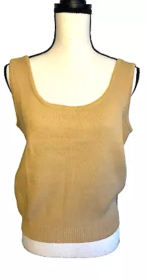 Buy St John Basics Vintage Tan Santana  Scoop Knit Tank Top Shirt  Size Medium • 37.89£
