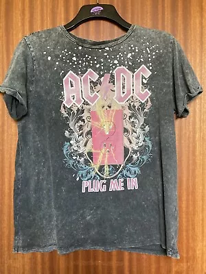 Buy ACDC Ladies T Shirt PLUG ME IN Size 14 • 10£