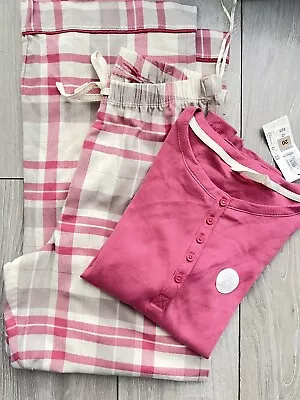 Buy M&S Womens Cotton Rich Checked Ribbed Pyjama Set Pink Size 8 10 12 16 18 20 22 • 16.99£