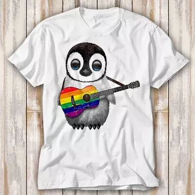 Buy Baby Penguin Playing Guitar Gay Pride LGBT Rainbow T Shirt Top Tee Unisex 4040 • 6.70£
