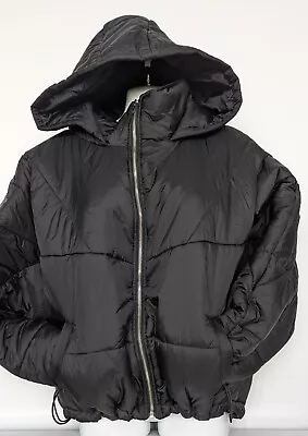 Buy BOOHOO, WINTER JACKET, HOODED QUILT DETAIL PUFFER, BLACK, Size14/40 • 28£
