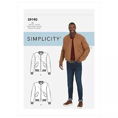 Buy SIMPLICITY 9190 MEN'S BOMBER STYLE JACKET Sewing Pattern Sizes 34-42 & 44-52 • 12.69£