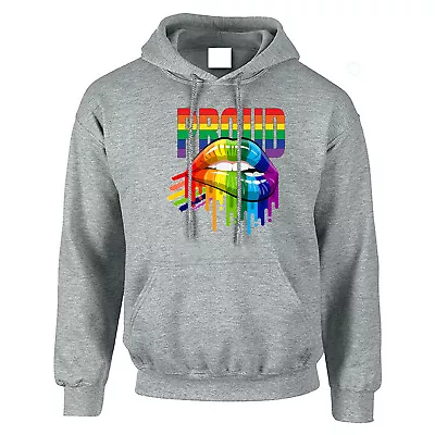 Buy Proud LGBT Rainbow London Soho Lips Gay Pride Unisex Vintage Present Hoodie Gift • 16.99£