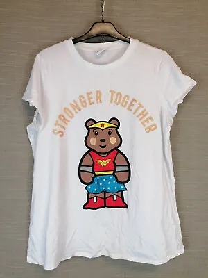 Buy Pudsey Bear George Ladies Pudsey Bear Wonder Woman White T-Shirt Sz 18 • 5£
