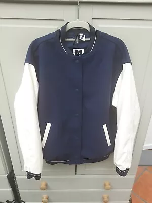 Buy Women's H&M Divided Navy Blue Oversized Baseball Jacket Size S NWT • 25£