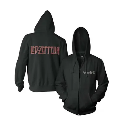 Buy Led Zeppelin Logo & Symbols Official Black Zipped Hoodie • 46.95£