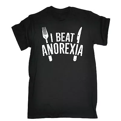 Buy I Beat Anorexia T-SHIRT Ironic Goals Foodie Fat Big Fun Top Gift Birthday Funny • 12.95£