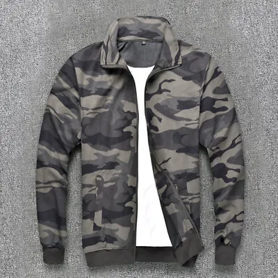 Buy Men Camouflage Jacket Stretch Lightweight Coat Stand Collar Plus Size • 20.48£