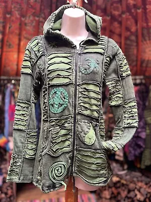 Buy Ladies Hippy Boho Alternative Festival Hoodie Jacket Size 12-14 Pixie Hood • 33£