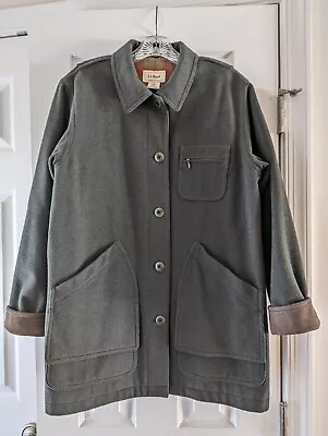 Buy LL Bean Jacket Women's Small Field Chore Jacket Green Wool Button Flannel Lined • 29.32£