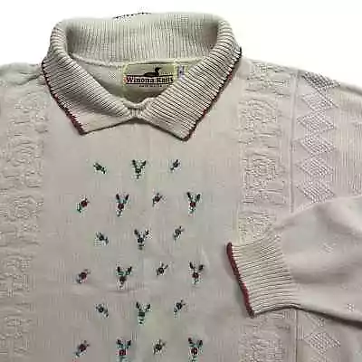 Buy Vintage Winona Knits Women's Size Medium Pullover Sweater Cream Flower Swirl • 24.56£