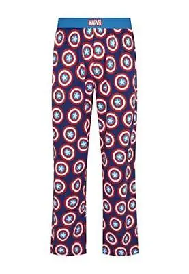 Buy Marvel Captain America Shield Blue Lounge Pant Pyjama Bottoms • 13.96£