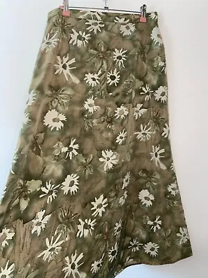 Buy  Olive Green Vintage Skirt Size 12 Floral Bohemian Gypsy Long Boho Retro Smart  • 16.99£