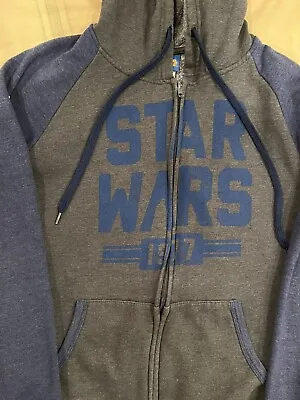 Buy Star Wars Boys Grey And Blue Hooded Jacket Size Large Full Zip Up • 11.84£