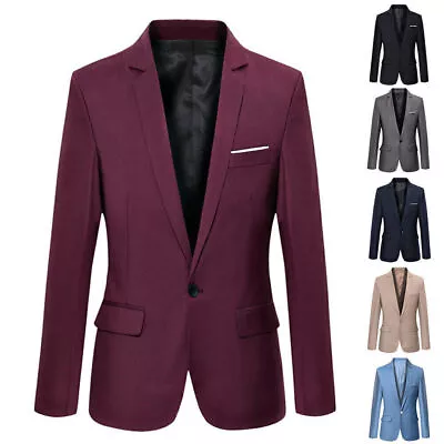 Buy Men's Business Smart Blazer Suit Formal Jacket Coat One Button Wedding Outwears • 19.94£