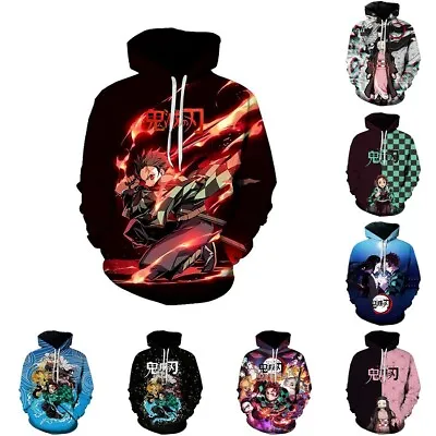 Buy Unisex Demon Slayer Anime 3D Hoodies Sweatshirt Pullover Top Jumper Xmas Gift UK • 15.11£