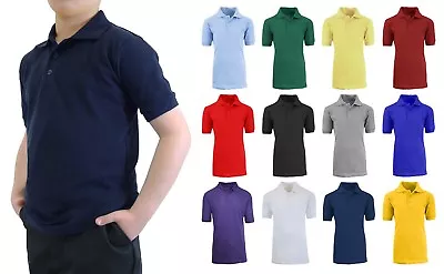 Buy Boys School Uniform Short Sleeve Polos Shirts Color - Sizes 4-20 Cotton Blend • 9.45£