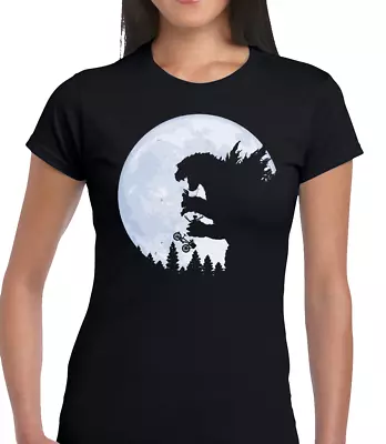Buy Godzilla Full Moon Ladies T Shirt Tee Joke Design Retro Movie Film Spoof Novelty • 8.99£