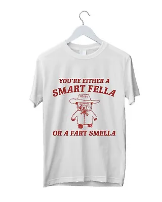 Buy Are You A Smart Fella Or Fart Smella T-Shirt Retro Cartoon Weird Trash Panda Top • 11.99£
