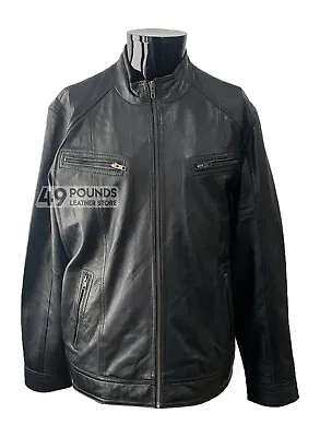 Buy Men's Black Napa Rock Biker Motorcycle Style Real Leather Jacket P-382 • 41.65£