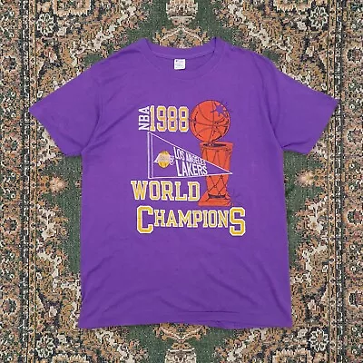 Buy Vintage 1988 Champion LA Lakers T-Shirt Fits M Purple Single Stitch NBA 50/50 • 49.97£