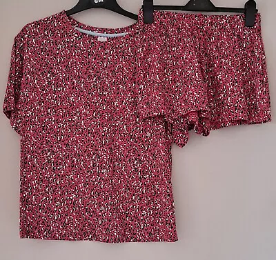 Buy Ladies M&S Pink Animal Print SHORT PYJAMA Set LOUNGEWEAR Size • 10£