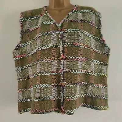 Buy Kearse & Boys Green Multicoloured 100% Lambswool Sleeveless Cardigan Medium M 16 • 19.99£