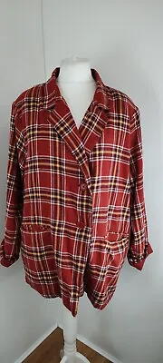 Buy ASOS Heartbreak Burnt Orange Check Flannel Shirt Jacket Lined Oversized UK 16 • 4.99£