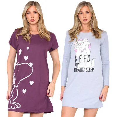 Buy Disney Lounge Cotton Nightdress Nightie Short Sleeve Pyjamas Nightshirt • 8.99£