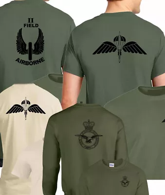 Buy PRINTED ARMY Olive Green TSHIRT Double Sided RAF REGIMENT WINGS Airborne At Jtac • 17£