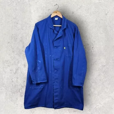 Buy Vintage Long Twill Raw Cotton Chore Coat Bleu De Travail Artisan Jacket XL • 24.95£