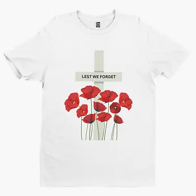 Buy Lest We Forget Cross T-Shirt- War Remembrance Day UK Retro Top Poppy Soldier • 8.39£