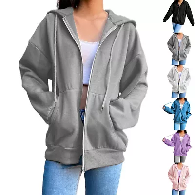 Buy Women Long Sleeve Hooded Sweatshirts Hoodie Zipper Jacket Casual Coat Plus Size • 11.11£