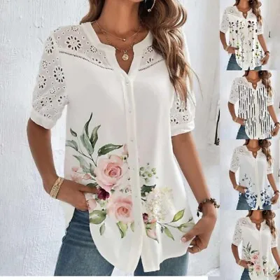Buy Womens Loose Blouse Tops Printed Ladies Summer Pullover Tee Shirt Plus Size • 12.79£
