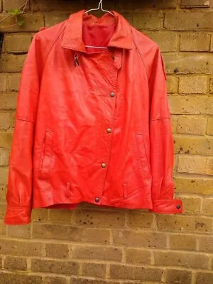 Buy Vintage Red Leather Jacket - Biker Style Retro Look • 25£