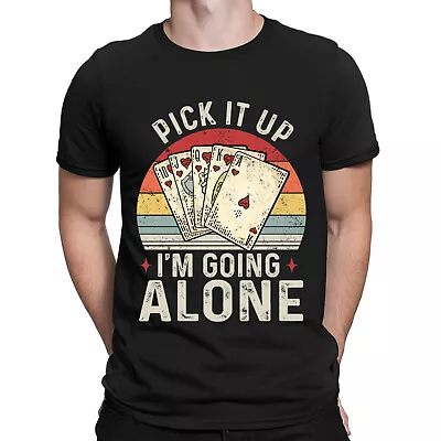 Buy Pick It Up Im Going Alone Vintage Euchre Card Game Mens Womens T-Shirts Top #D • 3.99£