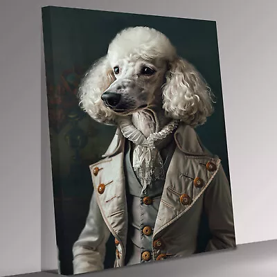 Buy White Poodle Dog Human In Clothes  Canvas Wall Art Picture Print Ready To Hang • 42.98£