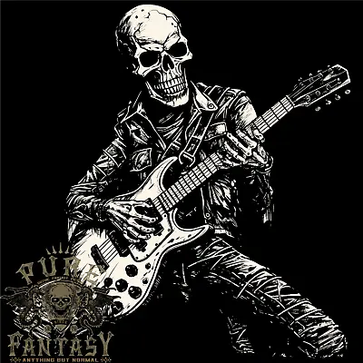 Buy Rock N Roll Skeleton Skull Guitar Player Music Mens T-Shirt 100% Cotton • 12.75£