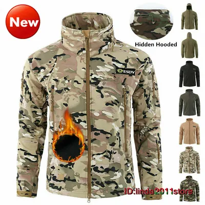 Buy Windbreaker SoftShell Jacket Men's Tactical Coat Army Winter Fleece Waterproof • 47.11£