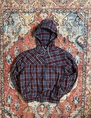 Buy Vintage 90s Gap Plaid All Over Print Anorak Zip Up Jacket Drawstrings Small • 37.79£