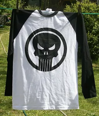 Buy The Punisher/Marvel Skull Baseball Long Sleeve T-Shirt, Teen/Adult Small, Unworn • 5£