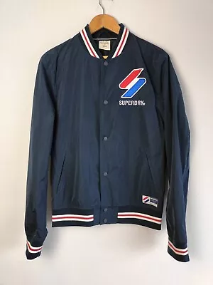 Buy Superdry Retro College Varsity Snap Relaxed Fit Navy Blue Jacket - Men's Small • 29.95£