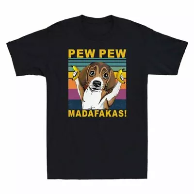 Buy Funny T-Shirt T-Shirt Funny Madafakas Men's Beagle Short Vintage Pew Sleeve Pew • 13.99£