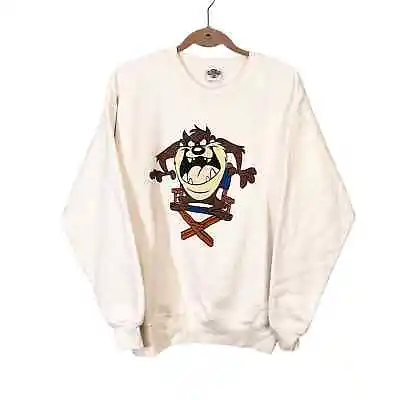 Buy Vintage Acme Clothing Womens White Looney Tunes Tazmanian Devil Sweatshirt Large • 85.90£