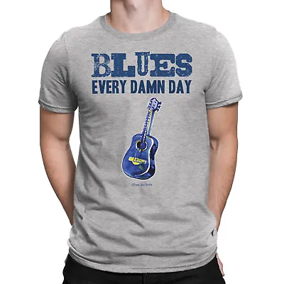 Buy BLUES EVERY DAMN DAY Mens ORGANIC T-Shirt Music Blues Folk Guitar Trumpet Band • 8.95£
