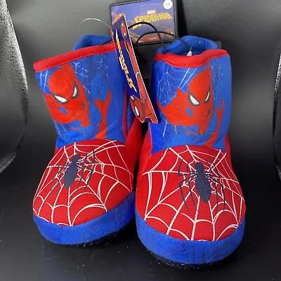 Buy Marvel Spiderman Action Web Pose Toddler Boot Slipper No Slip Bottom Size M 7/8 • 12£