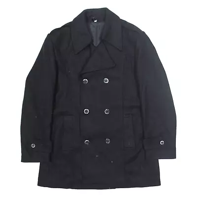 Buy Pea Jacket Black Wool Mens M • 31.99£