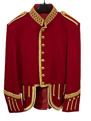 Buy 100% Wool Blend Gold Braid Trim Red Military Doublet Drummer Pipe Band Jacket 48 • 64.99£