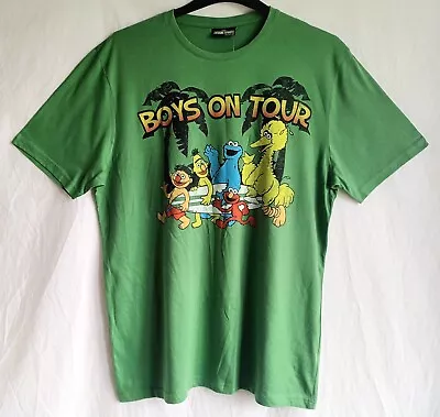 Buy Sesame Street Bright Green Men's Casual T-shirt- With Tags, Size Large • 6.50£